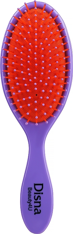 Щітка для волосся овальна з нейлоновою щетиною та шпильками, 22 см, фіолетова - Disna Beauty4U — фото N1