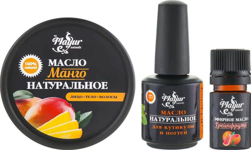 Набір для шкіри і нігтів "Манго та грейпфрут" - Mayur (oil/50ml + oil/15ml + oil/5ml) — фото N1