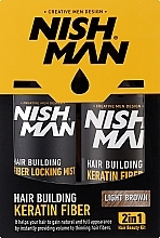 Духи, Парфюмерия, косметика Набор для наращивания волос кератиновым волокном - Nishman Hair Building Keratin Fiber (powder/21g + mist/100ml)