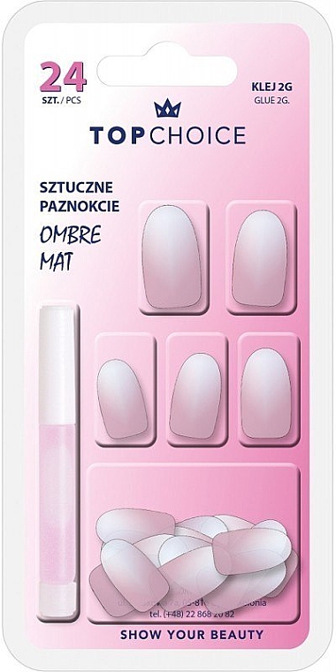 Накладні нігті "Ombre Stiletto Mat", 78224 - Top Choice — фото N1