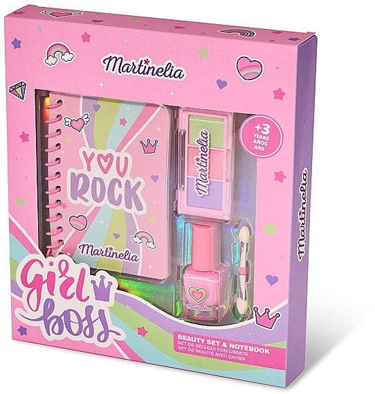 Набор косметики с блокнотом - Martinelia Girl Boss Notebook & Beauty Set (nail/polish/1 pcs + eye/shadow/1 pcs + note/book/1 pcs) — фото N1