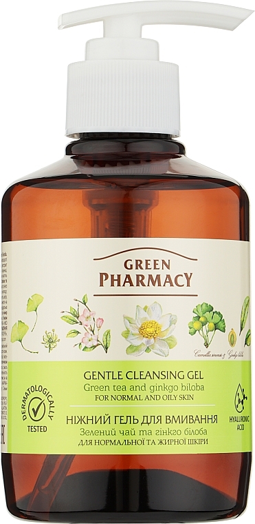 Ніжний гель для вмивання "Зелений чай та гінкго білоба" - Зелена Аптека