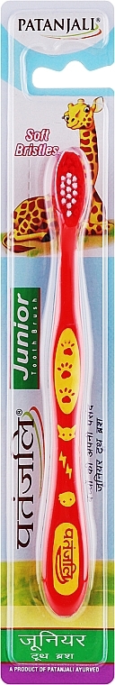Зубная щетка для детей, красная - Patanjali Junior Toothbrush — фото N1