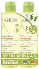 Духи, Парфюмерия, косметика Набор - A-Derma Exomega Control Emollient (cleans/oil/2x500ml)