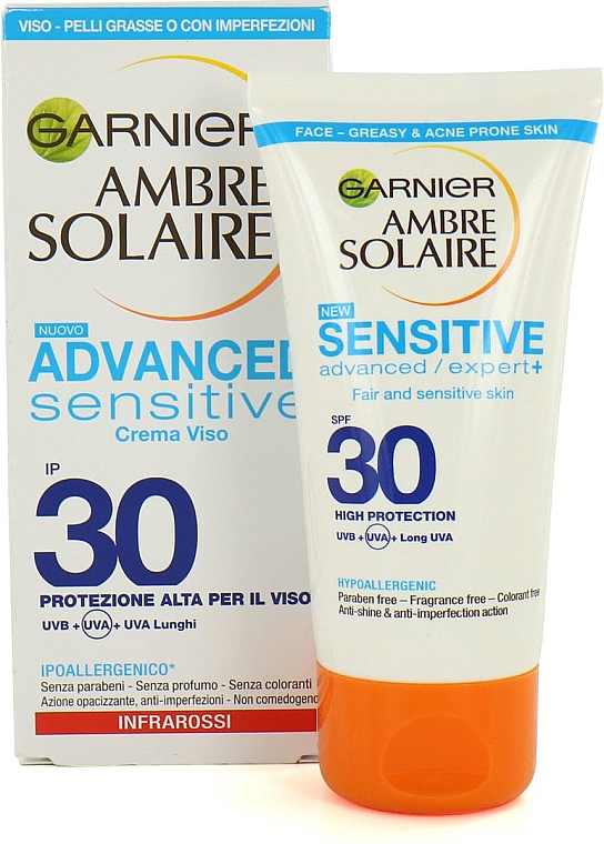 Солнцезащитный крем для лица - Garnier Ambre Solaire Advanced Sensitive SPF 30 — фото N1