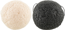 Парфумерія, косметика Набір конжакових мініспонжів для вмивання, білий+чорний - Cosmo Shop Konjac Sponge Mini Craft Box