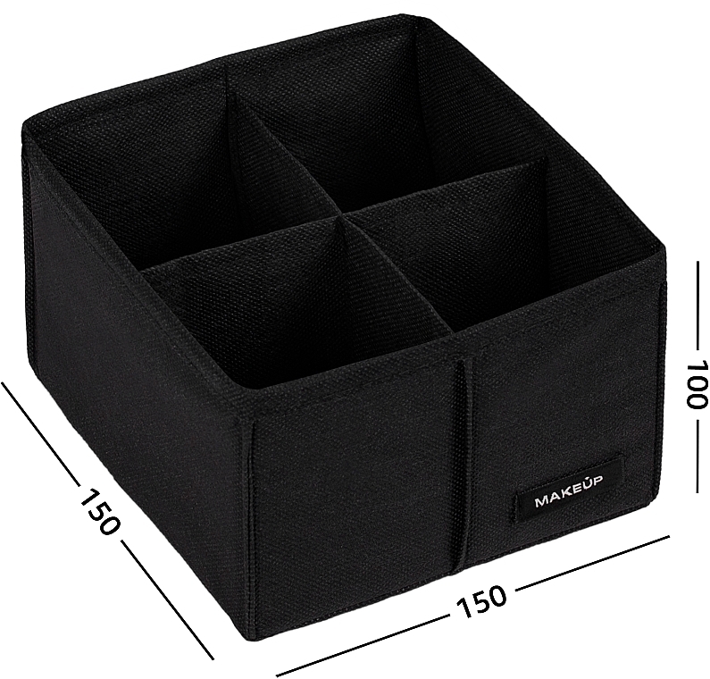 Органайзер для зберігання з 4 комірками, чорний 15х15х10 см "Home" - MAKEUP Drawer Underwear Organizer Black — фото N2