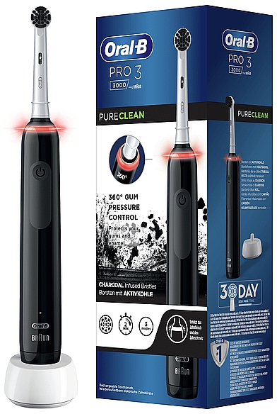 Электрическая зубная щетка, черная - Oral-B Pro 3 3000 Pure Clean Toothbrush — фото N2