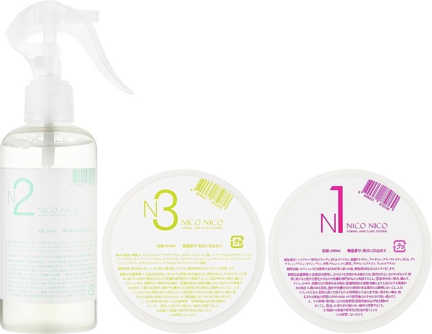 Набор средств для восстановления волос - Nico Nico Normal Clinic Hair System №1,2,3 (spray/200ml + h/butter/2x200ml) — фото N1