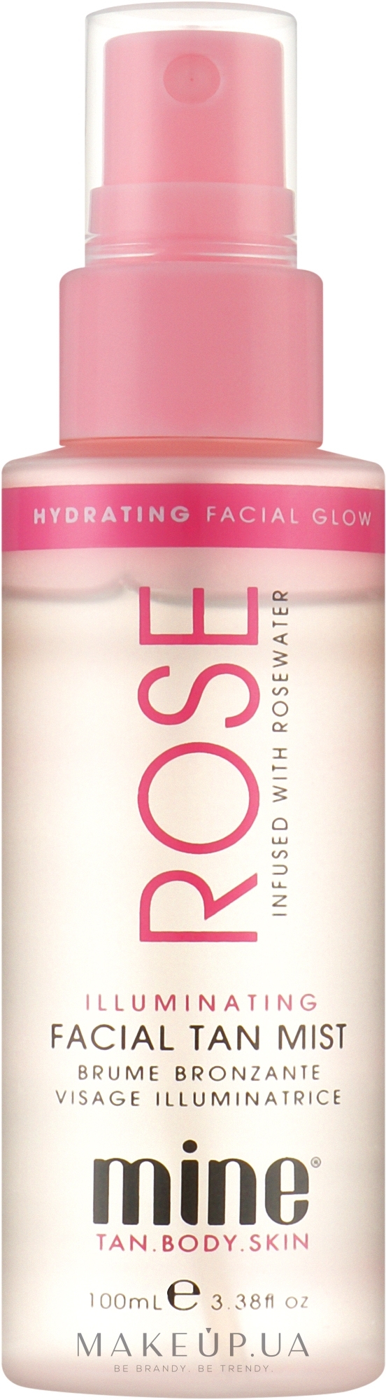 Мус водичка для миттєвої автозасмаги - Minetan Rose Illuminating Facial Tan Mist — фото 100ml