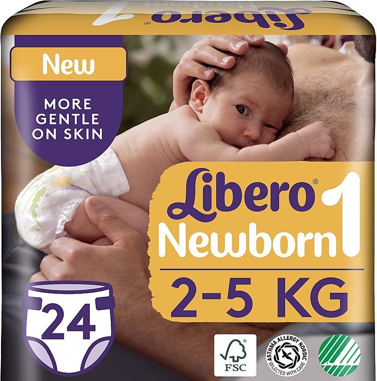 Подгузники Newborn 1 (2-5кг), 24 шт. - Libero — фото N1