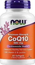 Коензим Q10, 600 мг, 60 капсул - Now Foods CoQ10 With Vitamin E & Lecithin — фото N1