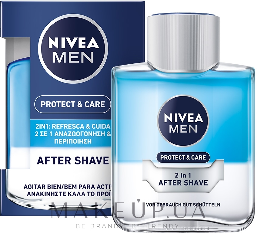 Лосьон после бритья "Защита и уход 2в1 Свежесть+Комфорт" - NIVEA MEN Protect & Care 2in1 After Shave — фото 100ml