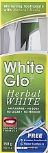 Набор с бело-желтой щеткой - White Glo Herbal White Set (t/paste/100ml + t/brush/1pc + dental/flosser) — фото N2