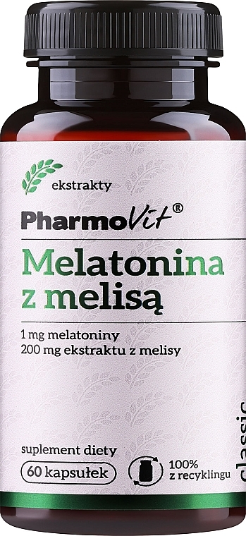 Диетическая добавка "Мелатонин с мелиссой " - PharmoVit Classic Melatonin Melissa — фото N1