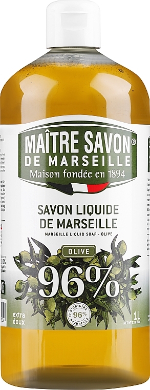 Рідке марсельське мило "Оливкове" - Maitre Savon De Marseille Savon Liquide De Marseille Olive Liquid Soap — фото N2