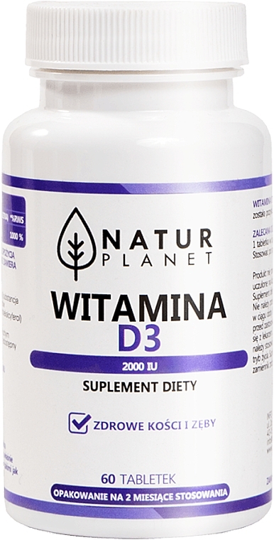 Вітамін D3 2000 IU у таблетках - Natur Planet Vitamin D3 2000 IU — фото N1