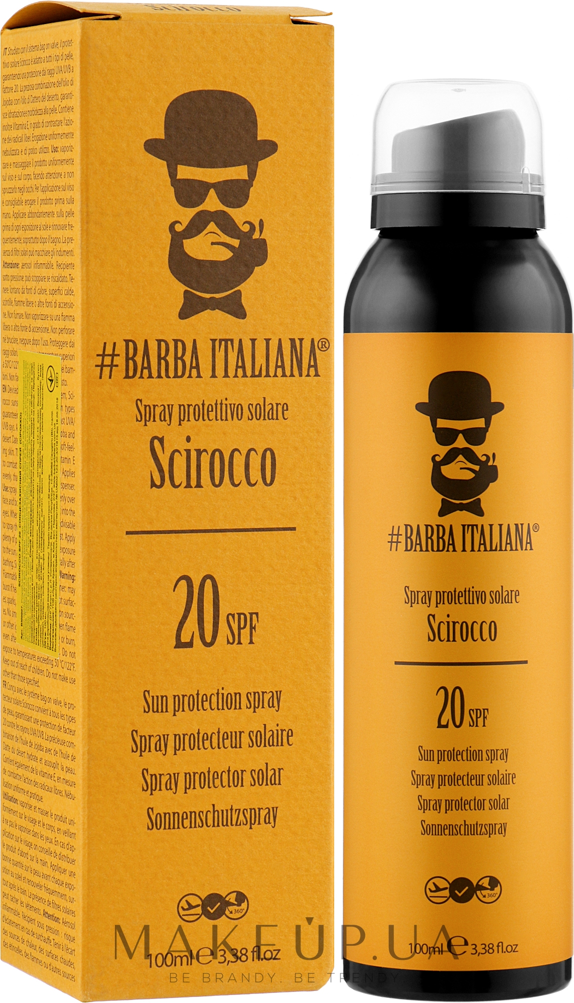 Сонцезахисний спрей - Barba Italiana Scirocco Sun Protective Sprey SPF 20 — фото 100ml