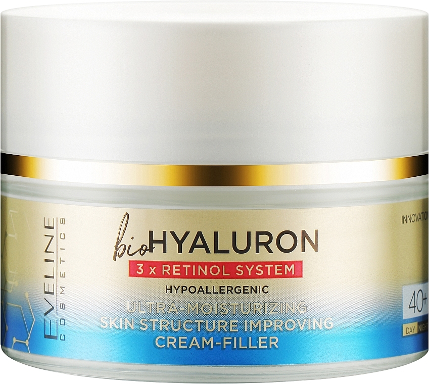 Ультразволожувальний крем-філер - Eveline Cosmetics BioHyaluron 3X Retinol System 40+ — фото N1