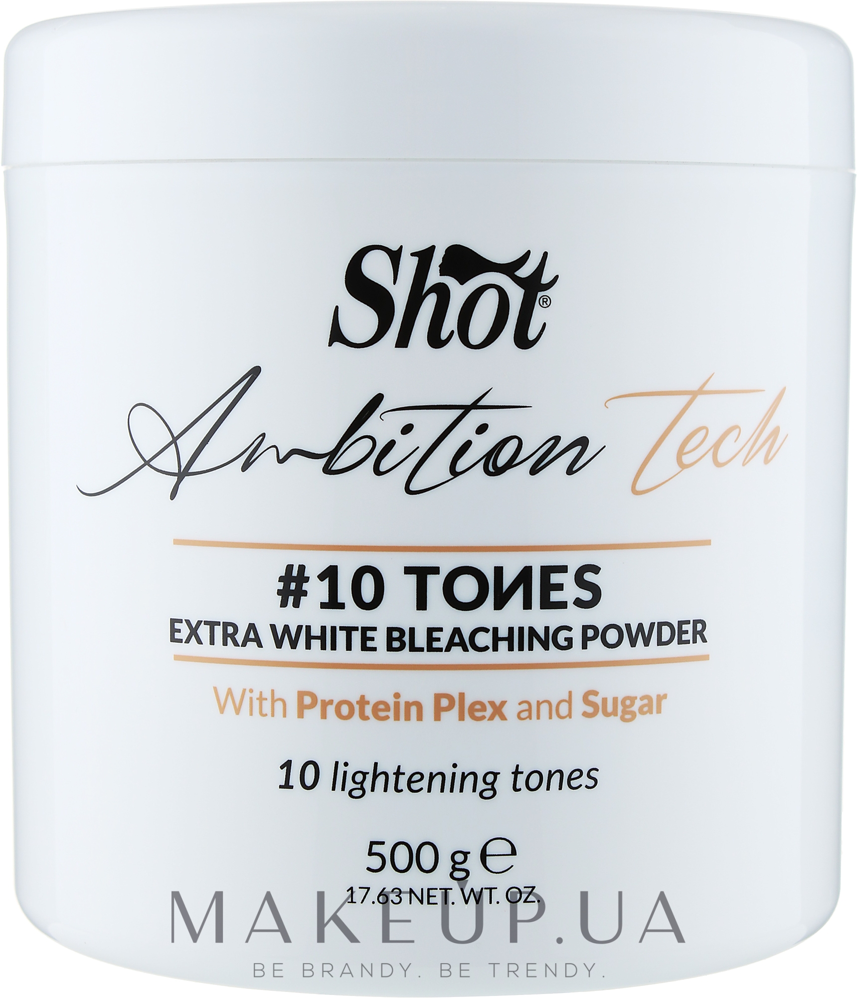 Екстрабілий знебарвлювальний порошок для волосся, 10 тонів - Shot Ambition Tech 10 Tones Extra White Bleaching Powder — фото 500g