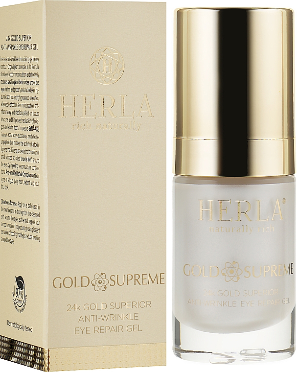 Гель для контура глаз - Herla Gold Supreme 24K Gold Superior Anti-Wrinkle Eye Repair Gel — фото N2
