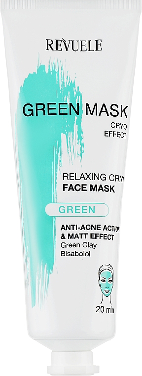 Зеленая маска для лечения акне - Revuele Anti-Acne Green Face Mask Cryo Effect