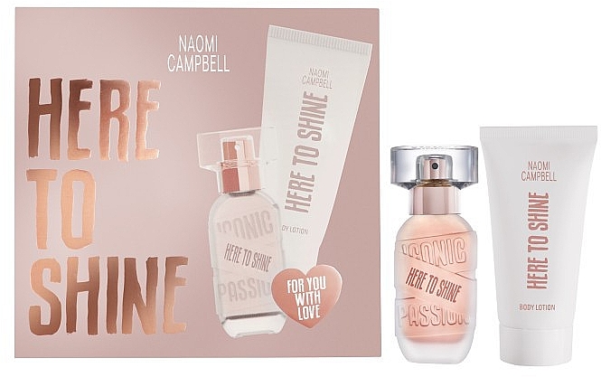 Naomi Campbell Here To Shine - Набор (edt/15ml + b/lot/50ml) — фото N1