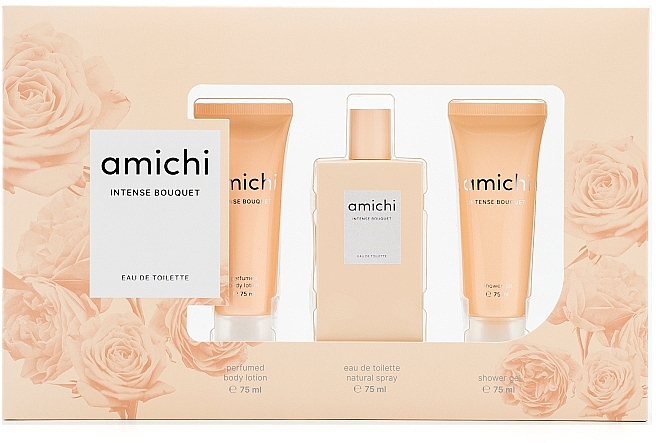 Amichi Intense Bouquet - Набор (edt/75ml + b/lot/75ml + sh/gel/75ml) — фото N1
