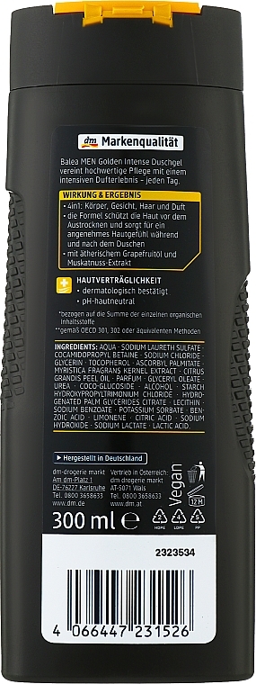 Гель для душу - Balea Men Golden Intense 4in1 — фото N2