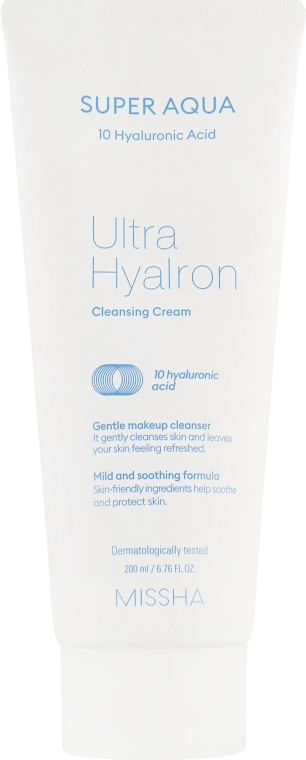 Очищающий крем для лица с гиалуроновой кислотой - Missha Super Aqua Ultra Hyalron Cleansing Cream