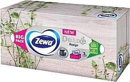 Парфумерія, косметика Серветки косметичні тришарові, без запаху, 150 шт., сіра з листям упаковка - Zewa Deluxe Design
