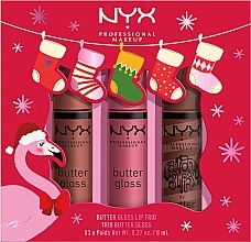 Набір - NYX Professional Makeup Butter Gloss Lip Trio (lip/gloss/3x4ml) — фото N1