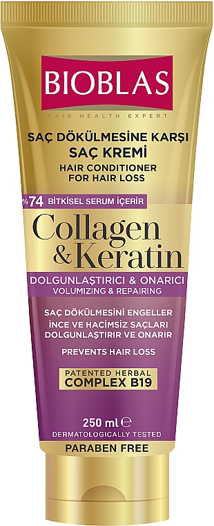 Кондиционер для тонких и поврежденных волос - Bioblas Collagen And Keratin Conditioner — фото N1