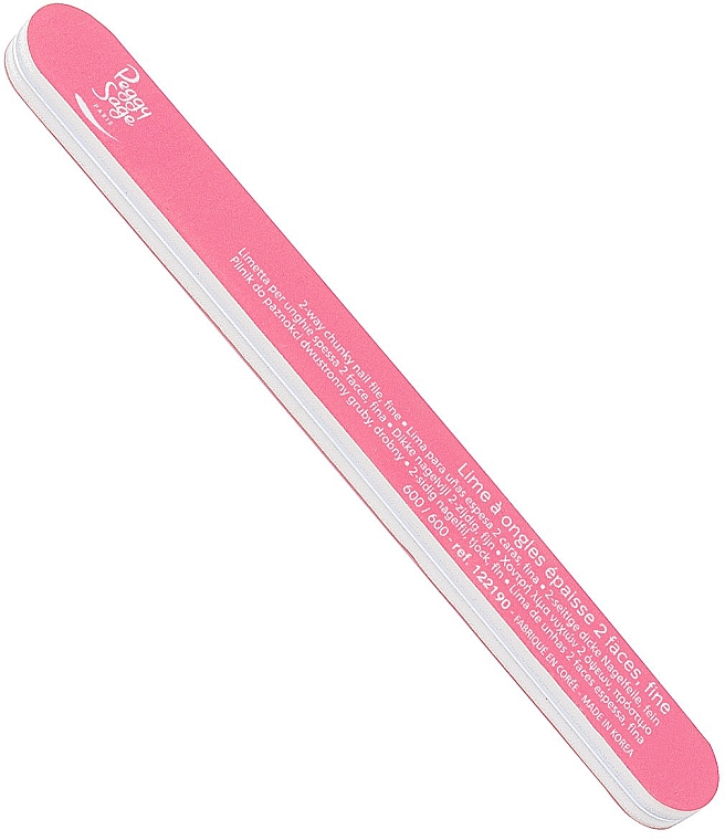 Пилка для ногтей двухсторонняя, 600/600, розовая - Peggy Sage 2-Way Washable Chunky Nail File — фото N1