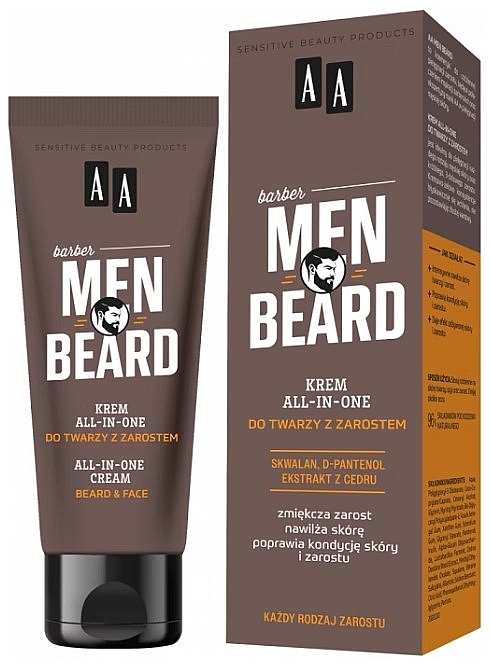 Універсальний крем для обличчя - AA Cosmetics Men Beard All-In-One Cream — фото N1