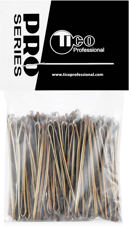 Невидимки для волосся, рівні, 50 мм., коричневі - Tico Professional — фото N3