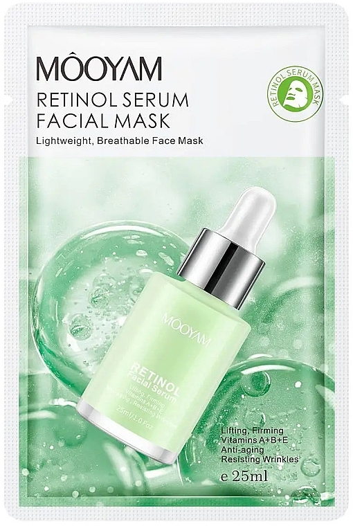 Тканевая маска для лица с ретинолом - Mooyam Retinol Serum Facial Mask — фото N1