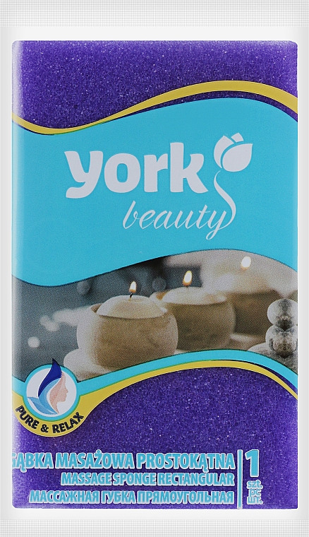 Губка для ванны и массажа, прямоугольная, фиолетовая - York
