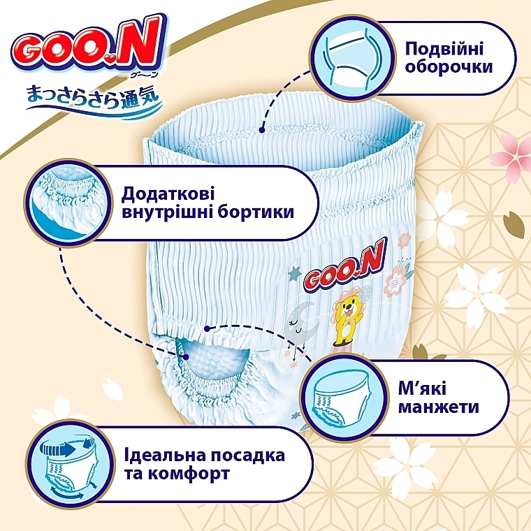 Трусики-подгузники GOO.N Premium Soft для детей 7-12 кг (размер 3(M), унисекс, 50 шт) - Goo.N Premium Soft — фото N3