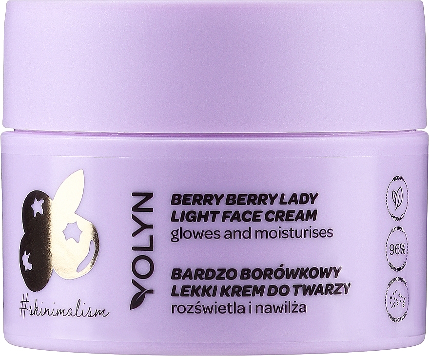 Крем для лица, осветляющий "Черника" - Yolyn Berry Berry Lady Light Face Cream — фото N1