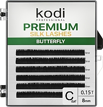 Парфумерія, косметика Накладні вії Butterfly Green C 0.15 (6 рядів: 8 mm) - Kodi Professional