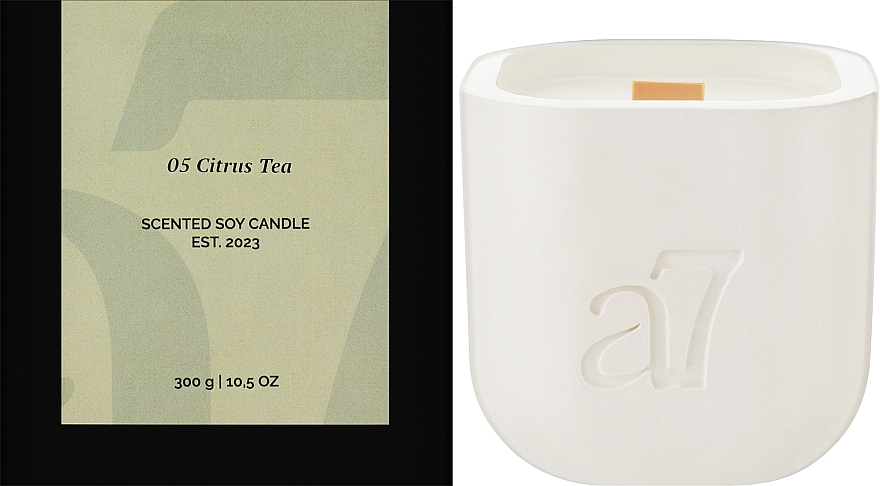 Ароматическая соевая свеча, белая - A7 Candles Citrus Tea — фото N6