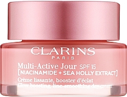Дневной солнцезащитный крем для лица - Clarins Multi-Active Jour SPF15 Niacinamide+Sea Holly Extract Glow Boosting Line-Smoothing Day Cream — фото N1