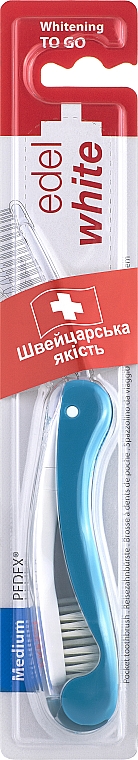 Дорожня відбілююча зубна щітка середньої жорсткості, блакитна - Edel+White Road Whitening