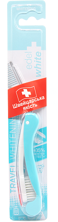 Дорожня відбілювальна зубна щітка, середньої жорсткості, бірюзова - Edel+White Road Whitening — фото N1