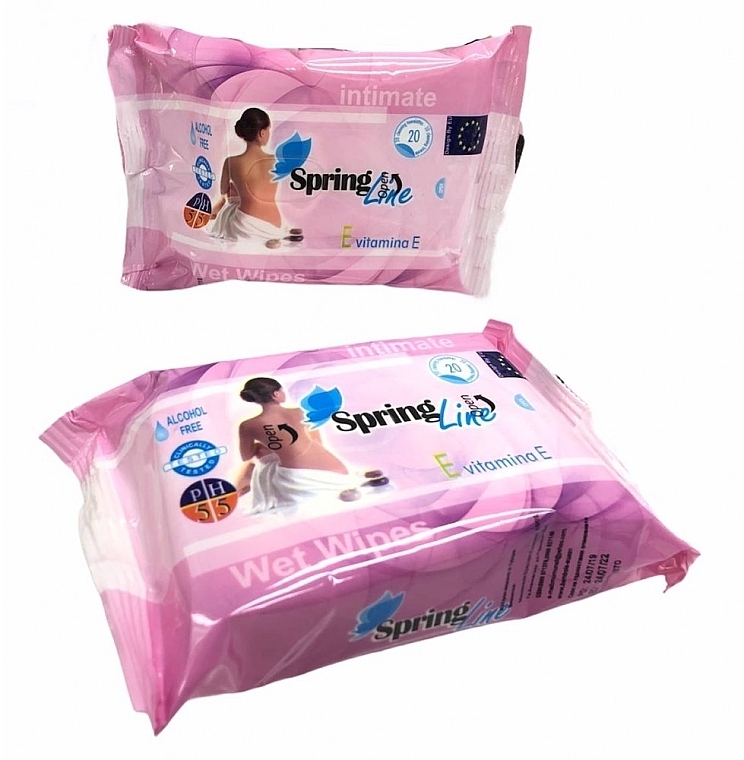 Серветки вологі для інтимної гігієни, 20 шт. - Spring Line Intimate Wet Wipes — фото N1