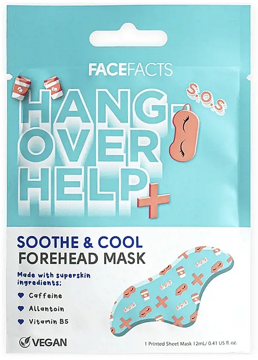 Заспокійлива маска для лоба під час похмілля - Face Facts Hangover Help Soothing Forehead Mask — фото N1