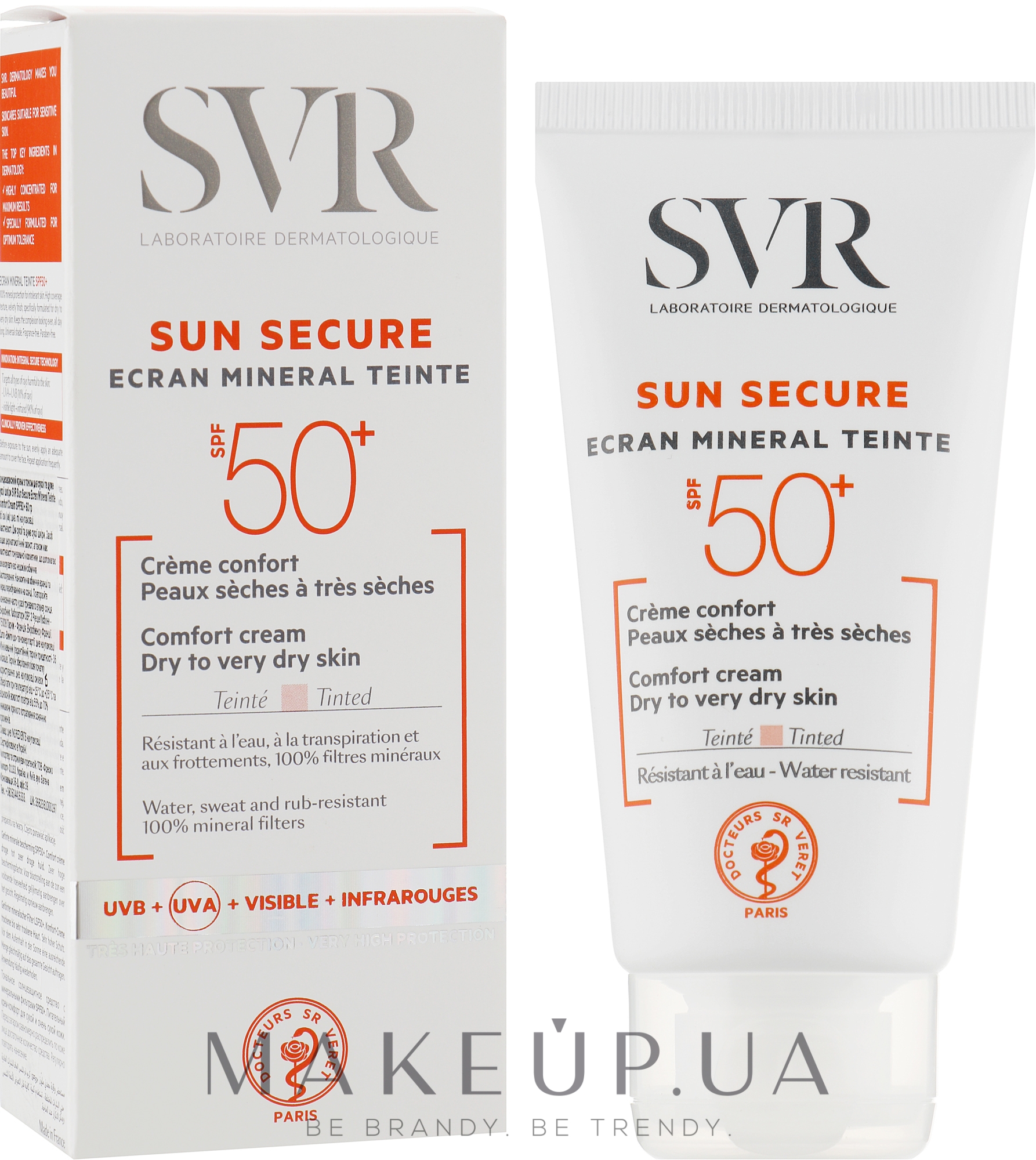 Сонцезахисний крем з тоном для сухої та дуже сухої шкіри - SVR Sun Secure Ecran Mineral Teinte Comfort Cream SPF50+ — фото 60ml