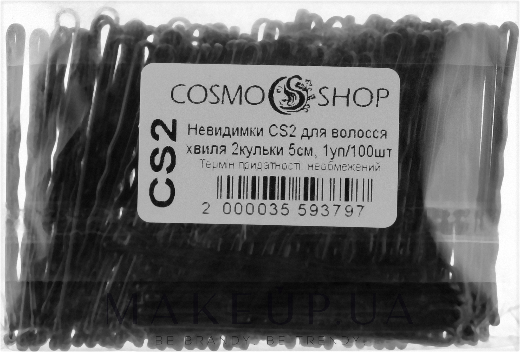 Невидимки для волос, CS2, 5см, черные - Cosmo Shop — фото 100шт