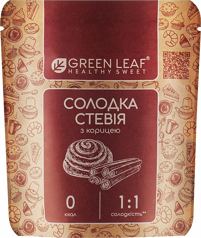 Заменитель сахара, сладкая стевия, корица 1:1 - Green Leaf — фото N1